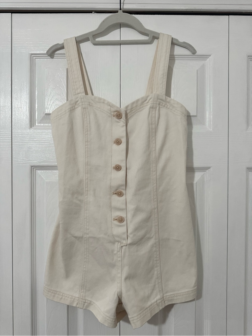 Billabong Cream Button-Front Sleeveless Romper